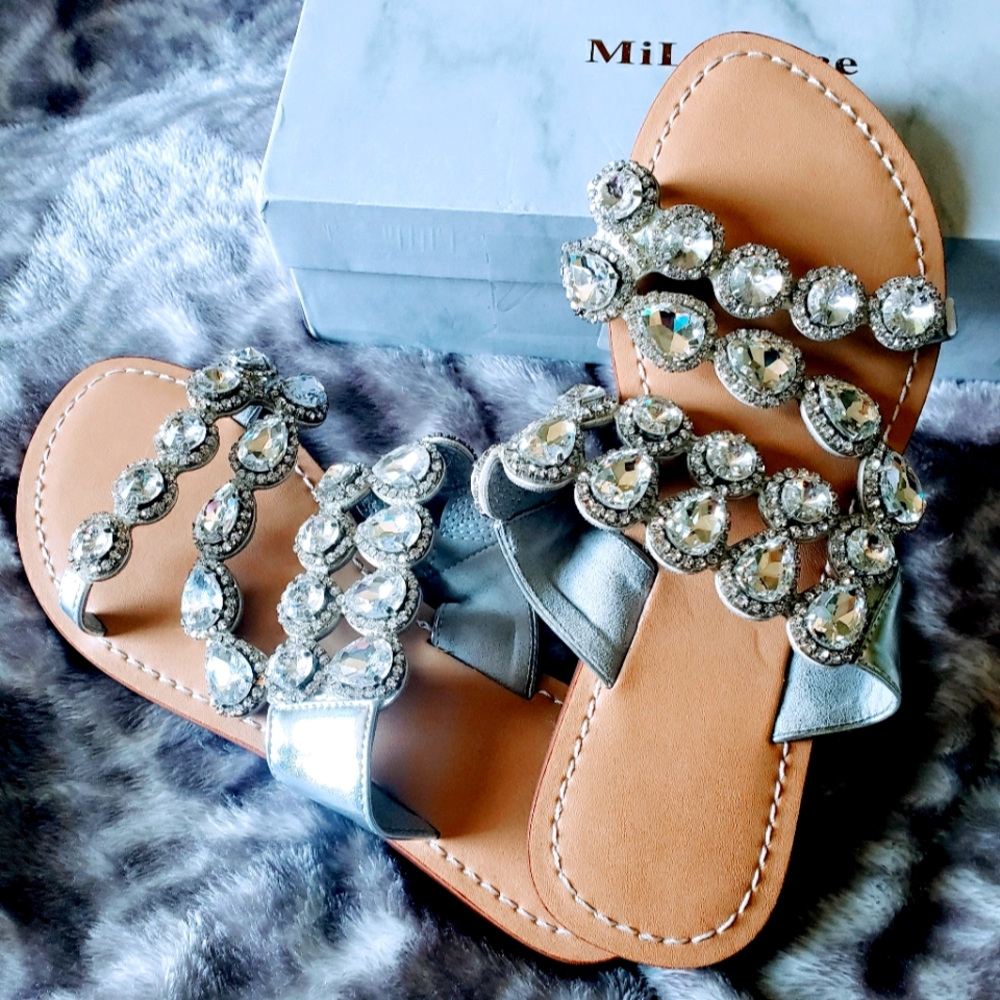 Gem flat slip on sandals